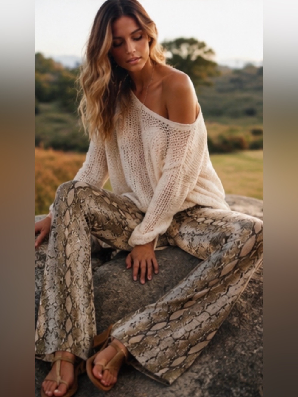 Jackie Olive Python Slip-on Pants